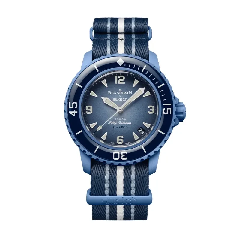 Blancpain X Swatch Scuba Fifty Fathoms Atlantic Ocean Men's Watch- S035A100